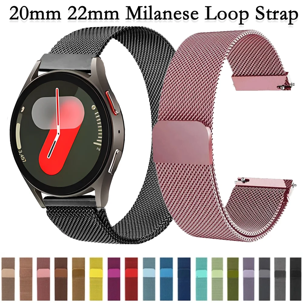 Milanese Loop Strap 22mm 20mm for Samsung Watch 7/6/5/4 40mm 44mm Metal Bracelet Huawei GT7-6-5-4-3 46mm GT Runner 2 Ultimate 2
