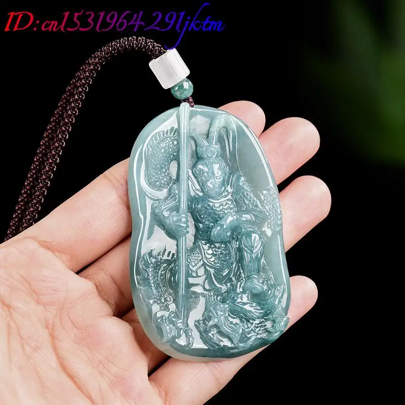 Burmese Jadeite Monkey King Pendant Necklace Vintage Luxury Gifts for Women Fashion Accessories Burmese Jade Carved Amulet view 2
