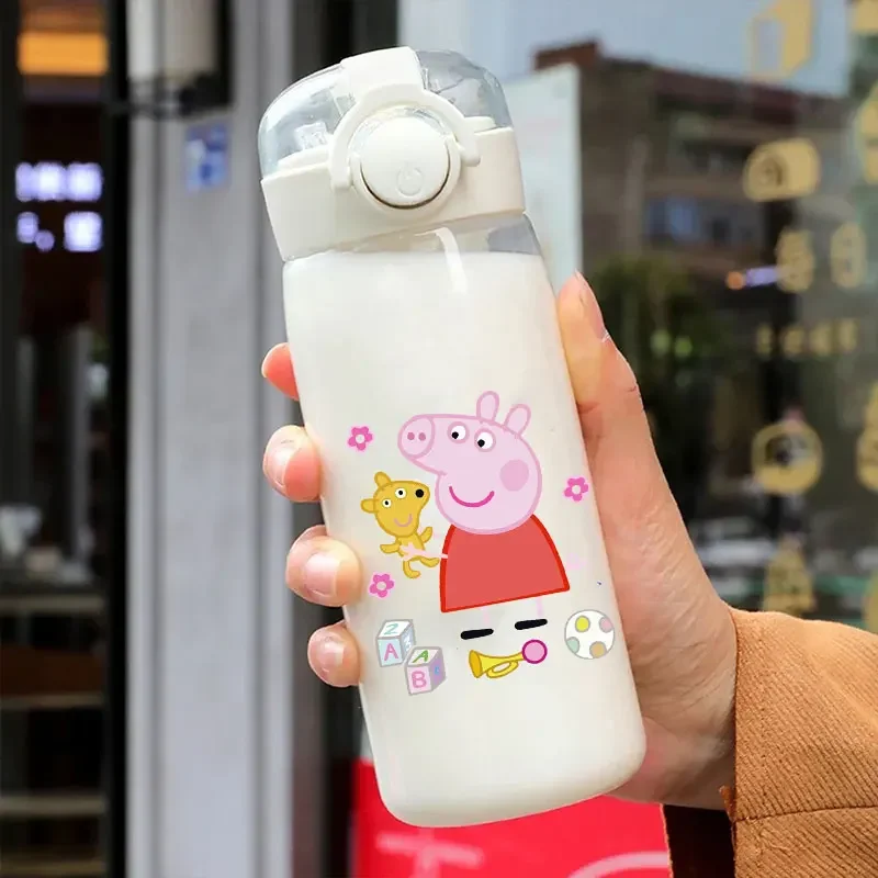 Peppa خنزير زجاجات بقشة أكواب 600 \ 400 مللي شرب جورج خنزير الأطفال شفافة المحمولة مكافحة قطرة زجاجة ماء مادة الكمبيوتر