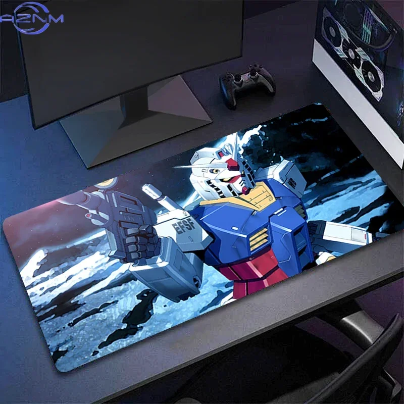 Anime Gundam RX-78 Bright Blue Background Large Mousepad Rubber Non-Slip Extended Gaming Desk Mat Keyboard Pad for PC Gaming Off
