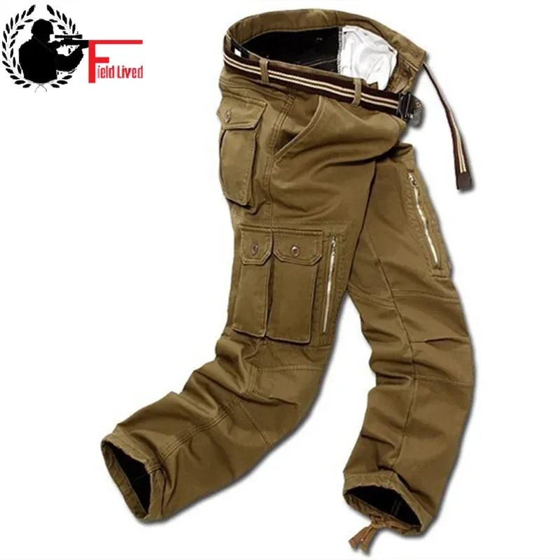 Men's Cargo Pants Winter Plus Fleece Thick Warm Pants Male Double Layer Many Pocket Casual Military Baggy Tactical Trousers Male