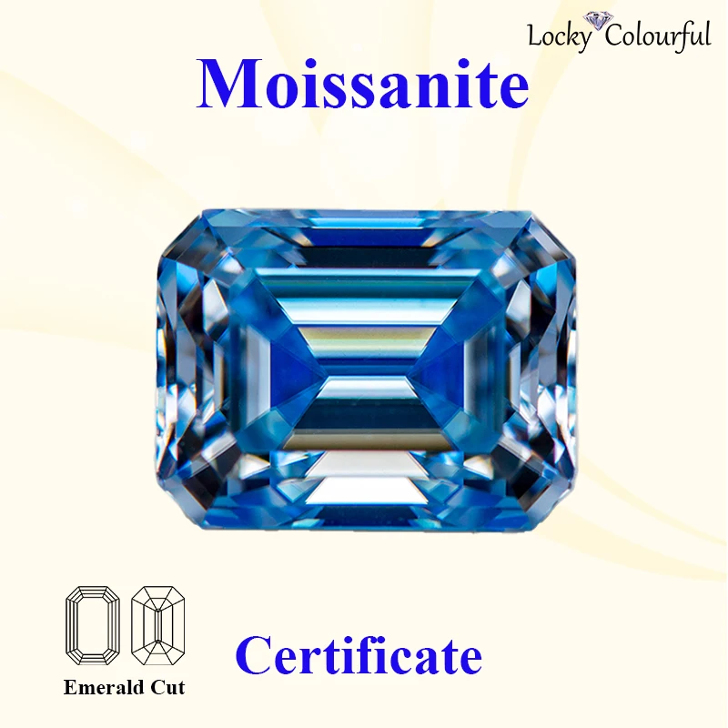 

Moissanite Emerald Cut Ice Blue Color VVS1 for DIY Beads with GRA Certificate Charms Advanced Jewelry Making Necklace Materials