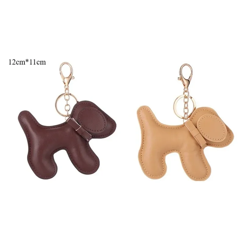 

Custom LOGO Cute Dog PU Leather Keychain Laser Engrave Car Keyring Bag Pendant Personalized Animal Key Chains