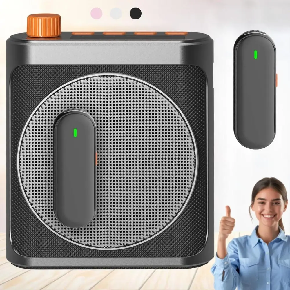 Rechargeable Voice Amplifier for Teachers with Magnetic Lavalier 2 Mic Wireless Microphone Portable Bluetooth Speaker Speeches