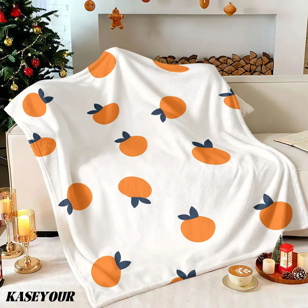 Minimal Orange Print Winter Summer Flannel Blanket Throw Fleece Soft Fuzzy Plush Cozy Fleece Blankets for Sofa Ideal Gifts