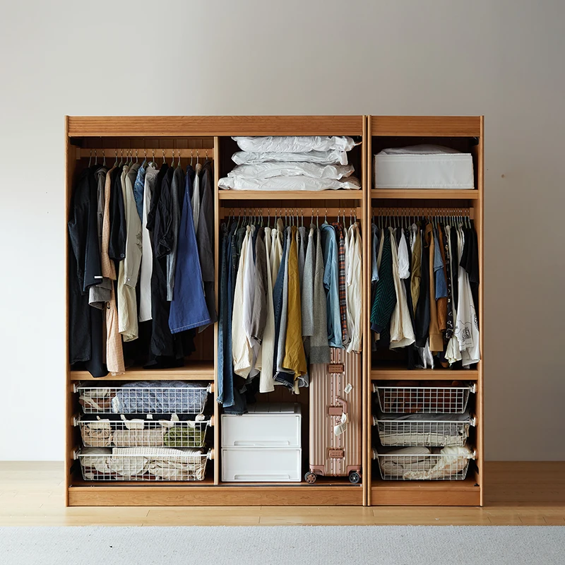 Modern large storage solid wood bedroom, wardrobe with sliding door
