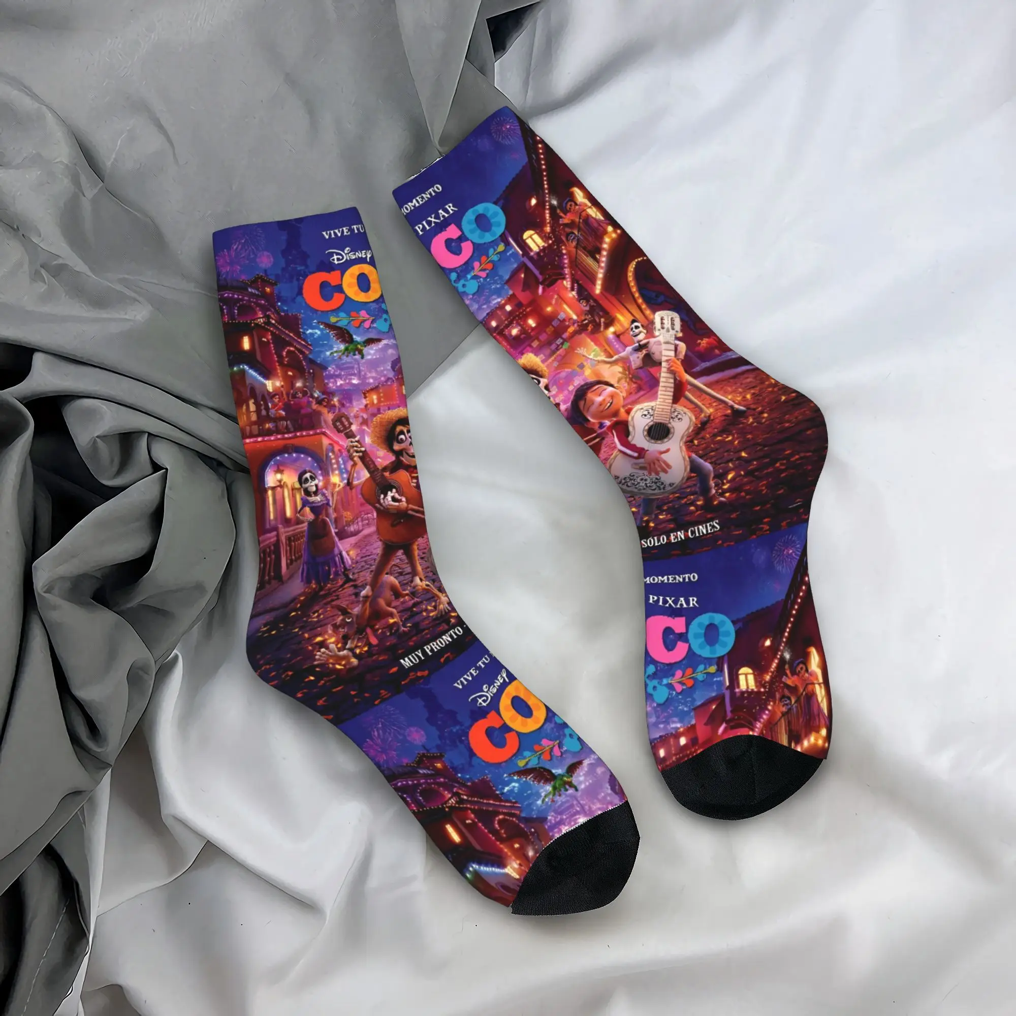 C-Coco Day of The Dead Cartoon Sock Happy Funny Men's Socks Casual Guitar Thankgiving Skateboard Women's Socks Autumn Winter