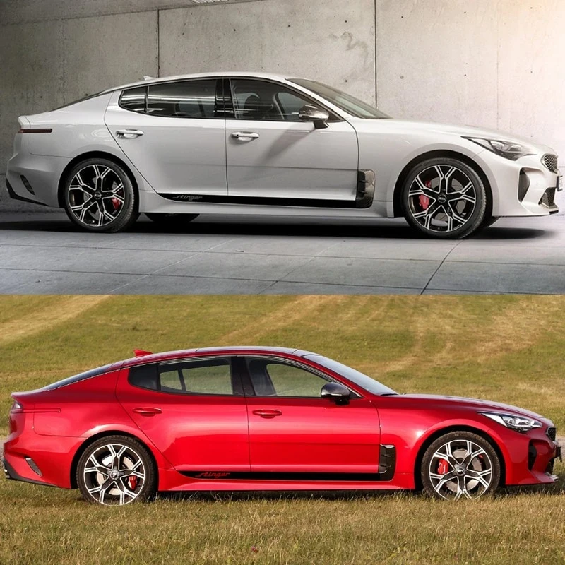 2 قطعة باب السيارة الجانب تنورة ملصق لكيا ستينغر السيارات الجسم ديكور ملصق حائط من الفينيل سباق الرياضة المشارب اكسسوارات السيارات