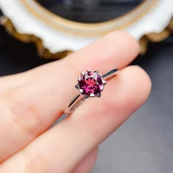 FS 6mm Natural Garnet/Topaz/Amethyst Fashion Ring for Women Real S925 Sterling Silver Charm Fine Party Jewelry With Certificate