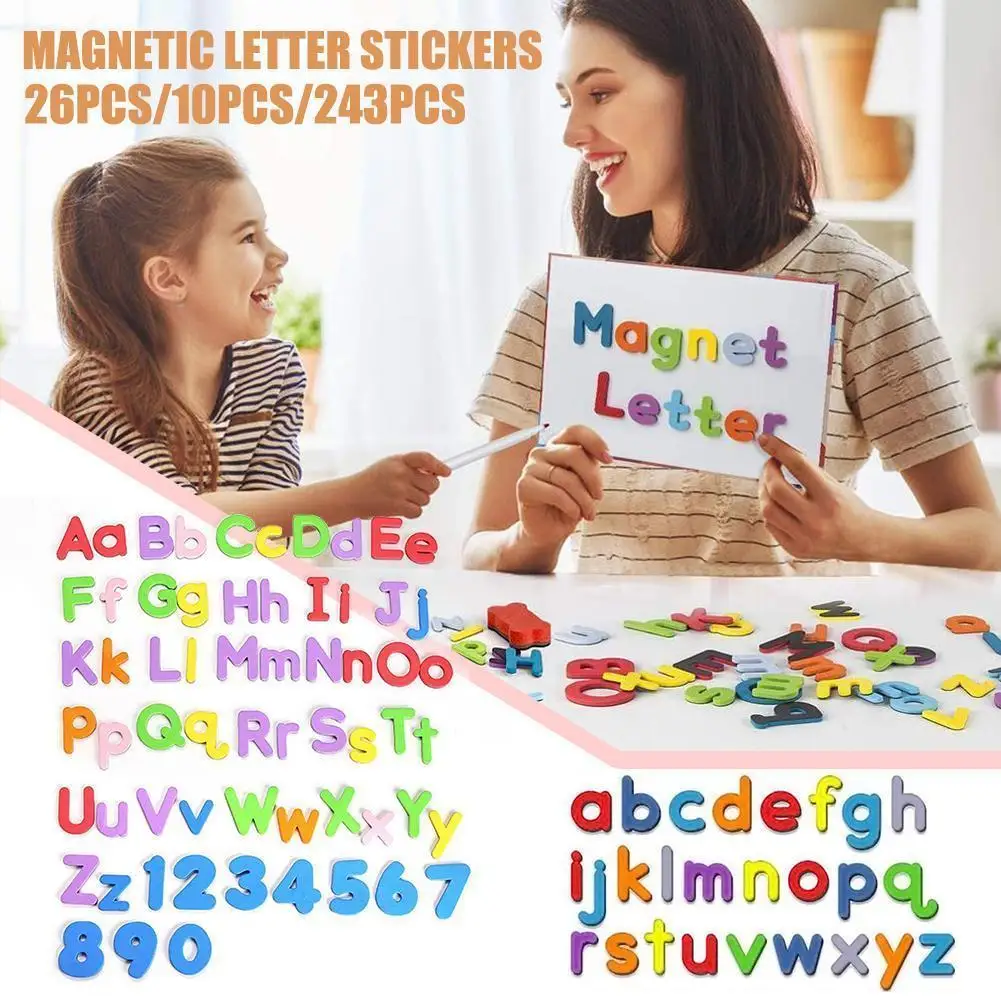 Magnetic Letters 10/26 Pcs Uppercase Lowercase Foam Alphabet ABC Magnets For Fridge Refrigerator Educational Learning Toys Set