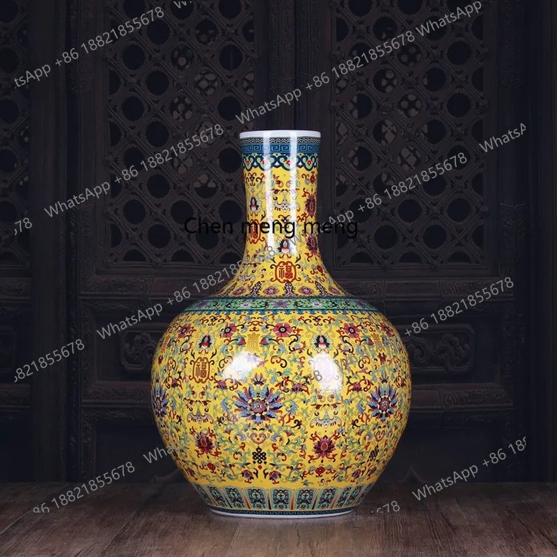 

Jingdezhen ceramic vase, enamel color large celestial ball floor vase, home fashion retro ornament batch
