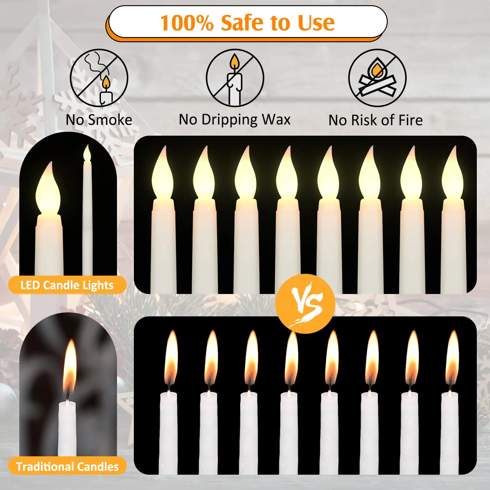 12-120Pcs LED Taper Candles Wedding Flameless Candles Battery Powered Candles with Timer Christmas/Valentine\'s Day/New Year