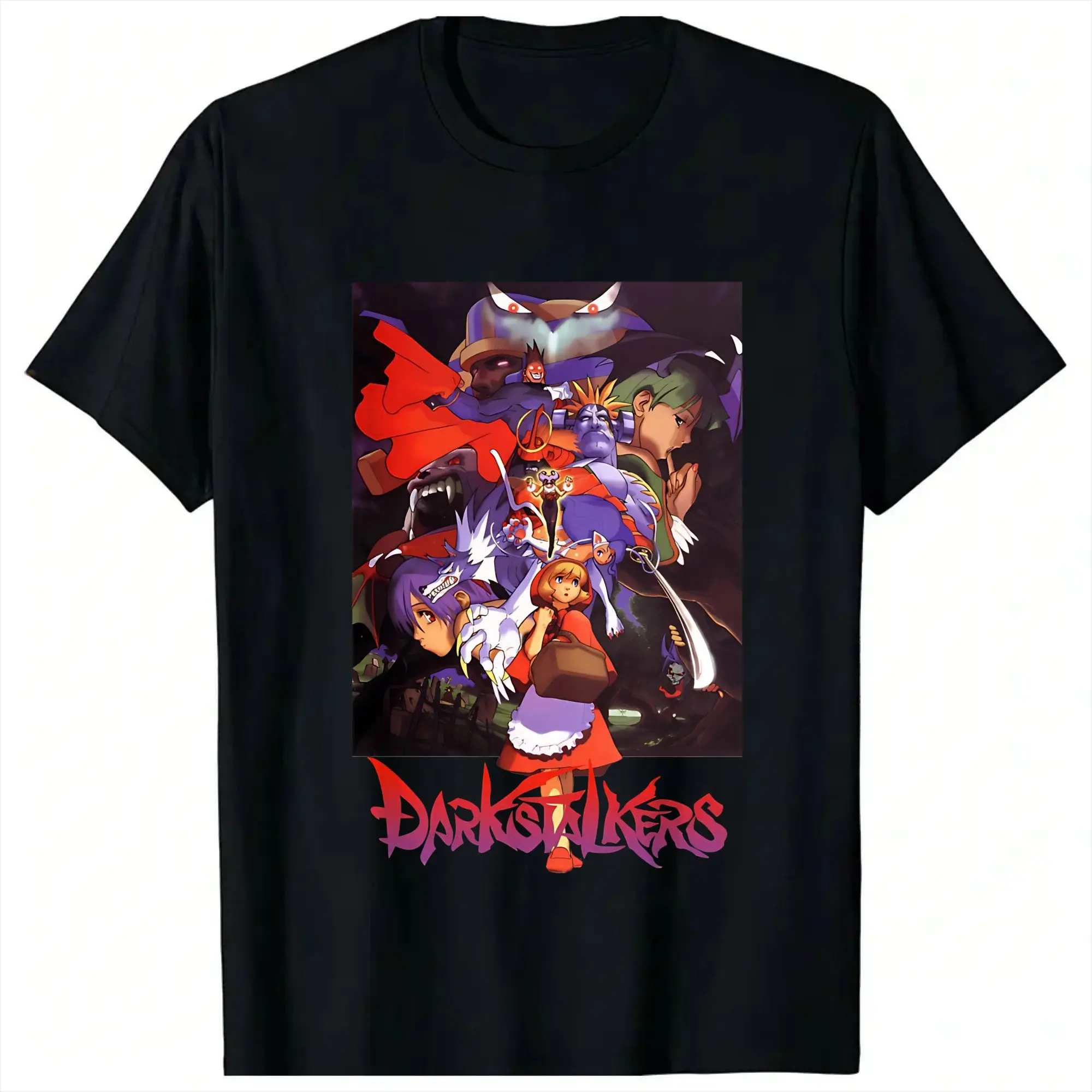 Darkstalkers   Vampire Savior   Dark Stalkers 3 T-Shirts Men Pure Cotton Tees Crewneck Short Sleeve T Shirts Gift Idea Tops
