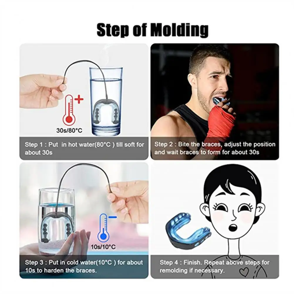 Three-layer Design Mouth Guard Youth Adult Football Mouth Guard with Strap for Rugby Lacrosse Hockey for Athletes for Boxing image 5