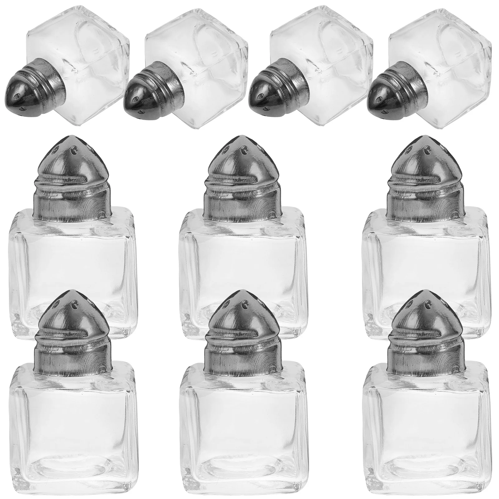 

Mini Salt Jars Shakers Seasoning Jars Glass Cube Body Spices Shakers Tiny Jars Shakers Bottle Condiment Storage Jar