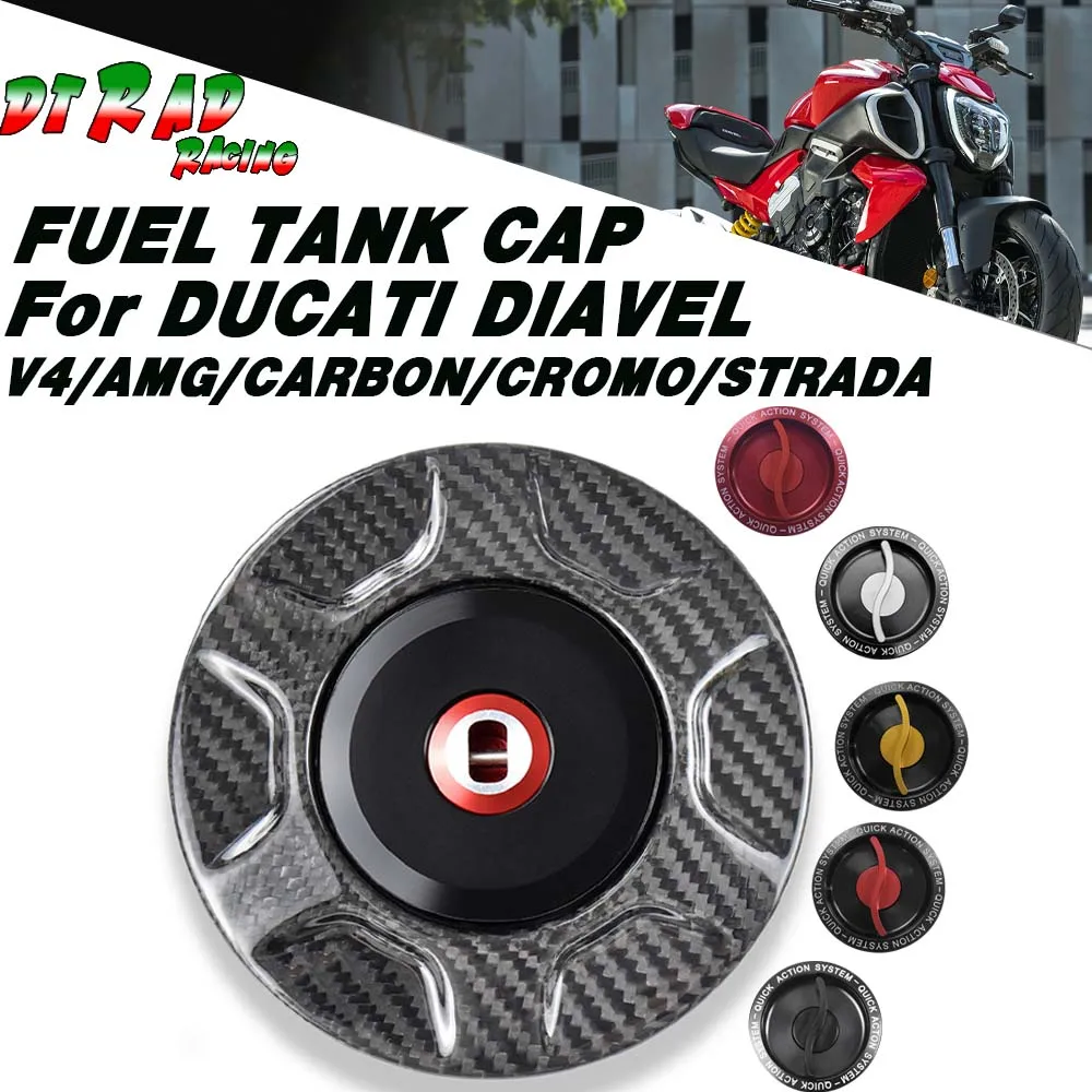 Racing Carbon Fiber Quick Action Fuel Tank Cap For DUCATI DIAVEL/V4/AMG/CARBON/CROMO/STRADA Motorcycle Key Locking Gasoline Plug