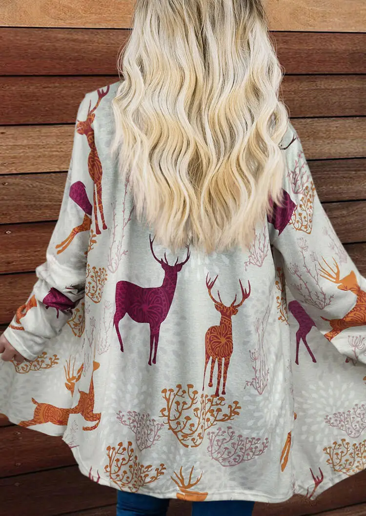 Plant printed long sleeved cardigan casual 2024 fashionable and comfortable women's autumn design lazy new WL2