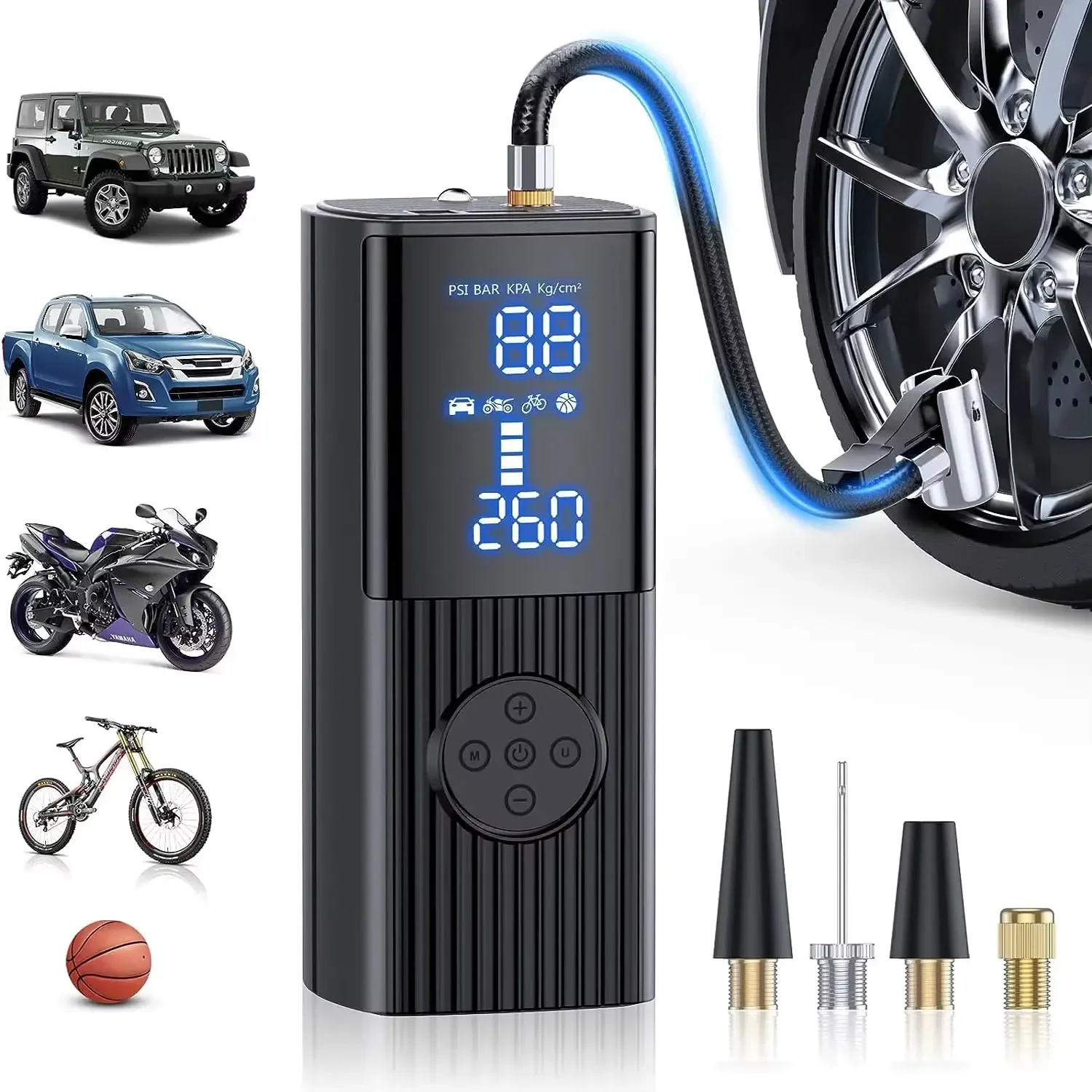 Portable 20000mAh Tire Inflator Air Compressor 160PSI 3X Fast Inflation with LED Light Tire Gauge Pressure and Multi-Use for Car