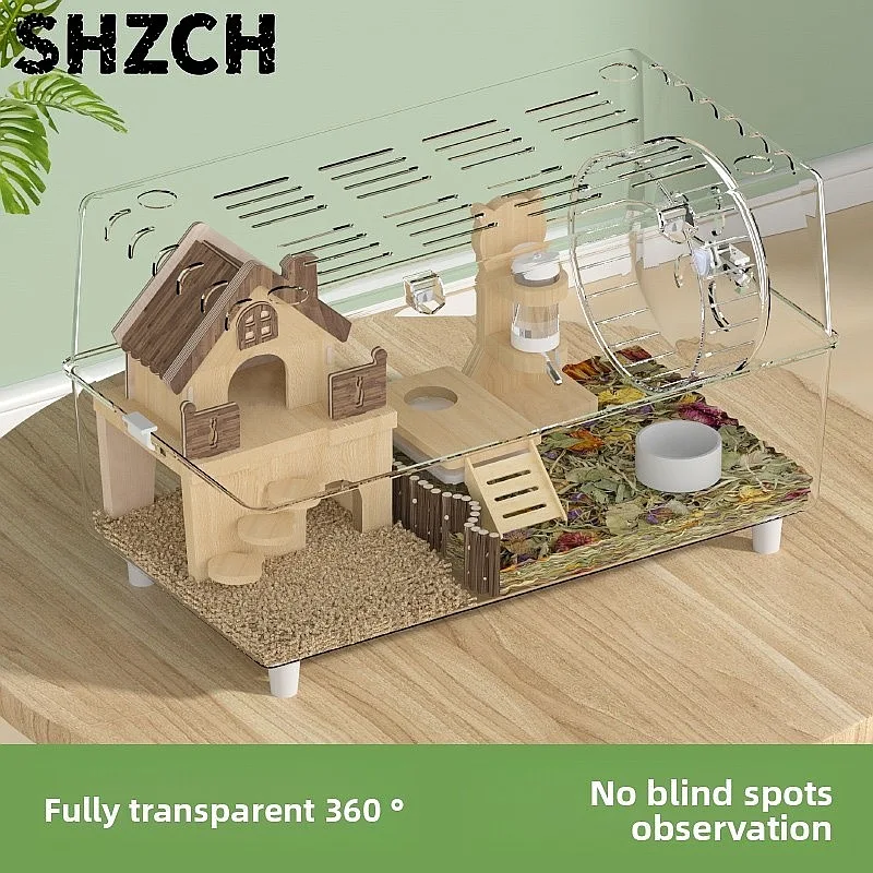 Acrylic Hamster Cage Extra Large Transparent Double-Layer Luxury Villa for Syrian view 2