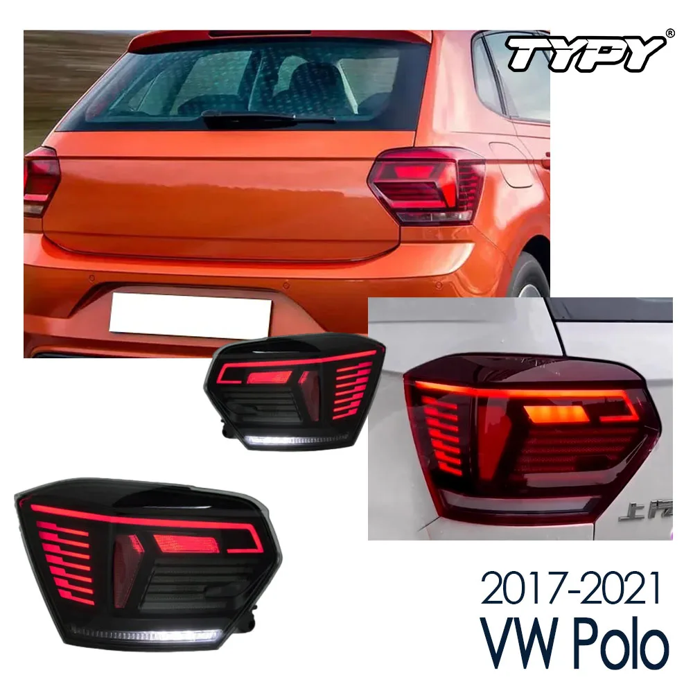

TYPY Новый светодиодный задний фонарь, обновленный, модифицированный для VW Polo, светодиодный задний фонарь 2017-2021, задний фонарь с динамическим сигналом, автоаксессуары