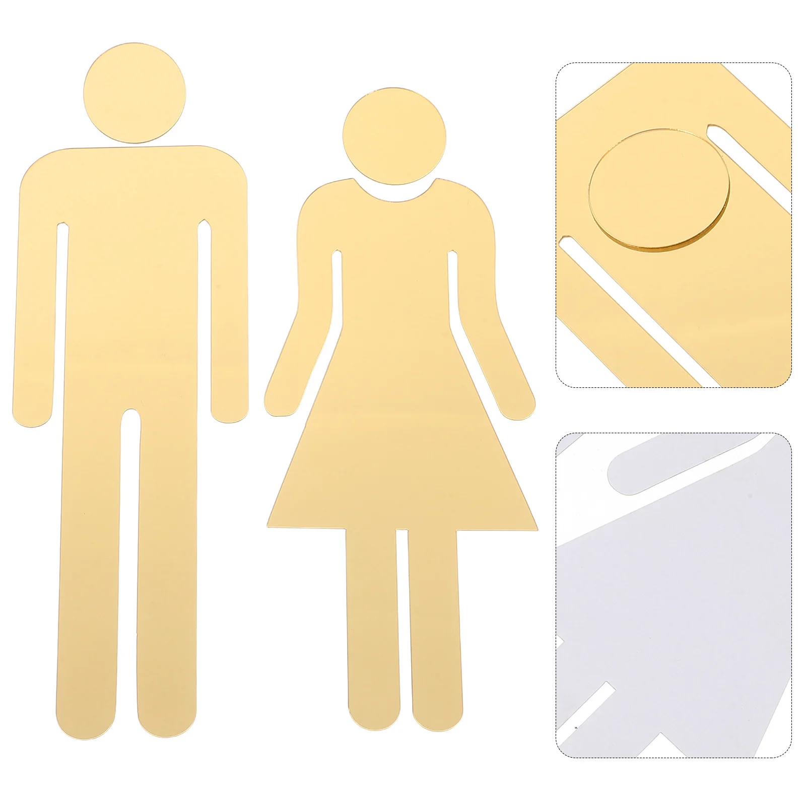 

1Pair Bathroom Gender Sign Gold Acrylic Self Adhesive Male Female Room Identification for Home Hotel Business Use