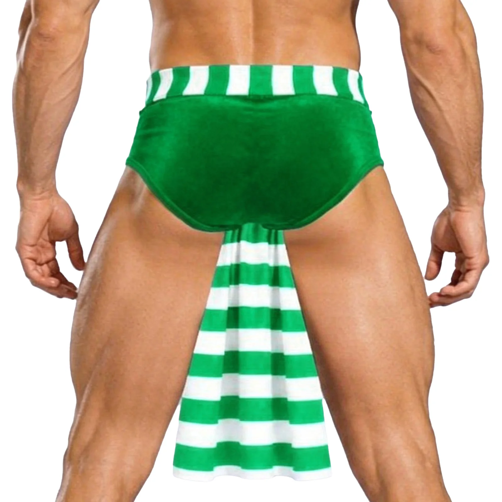 Velvet Briefs Men Underwear Male Christmas Striped Panties Japanese Loincloth Underwear Wrestler Hombre Santa Claus Lingerie