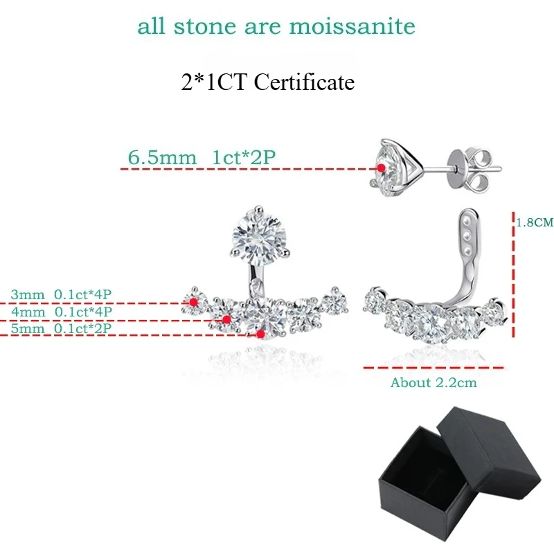 Smyoue 4.6CTTW Full Moissanite Stud Earrings for Women Sparkly Simulated Diamond S925 Sterling Silver Ear Jewelry Christmas Gift
