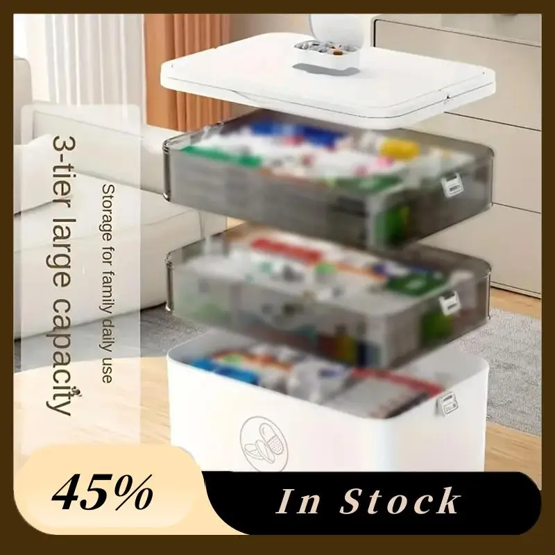 

A78K New Portable Medicine Box 3-Layer Partition Large-Capacity Medicine Storage Box Home Medicine Box Emergency Medicine Box