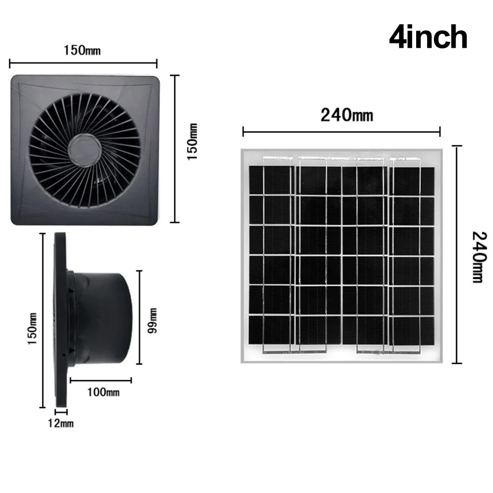 Solar 12V Exhaust Fan Energy-saving Wall Mounted Vent Fans Anti-Mosquito Design Extractor Fan Kitchen Bathroom Chicken/Duck Coop