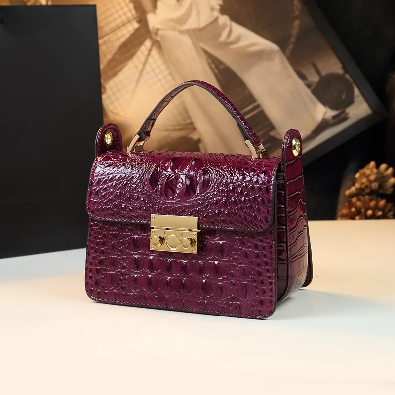 Crocodile pattern women\'s bag 2024 new fashionable and high-end handbag for middle-aged women