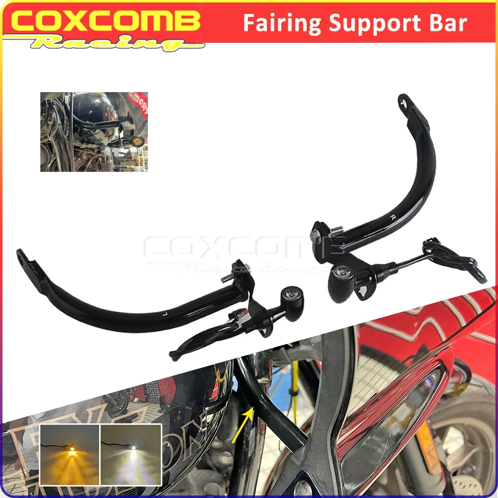 

Front Running Light LED Turn Signals Motorcycle Fairing Holder Brackets Mount Shore Up Rod For Harley FXRST FXLRST 117 2022-2025