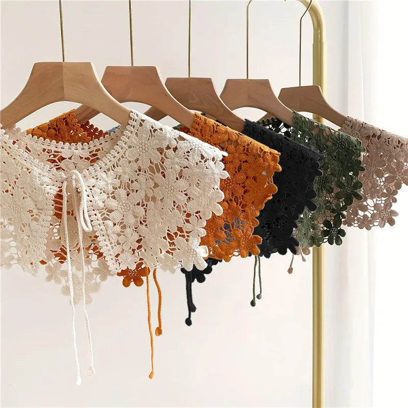 

Ретро-мини-накидка-шаль, декоративный воротник-стойка из кружевной ткани, съемный воротник-поло, фальшивый воротник