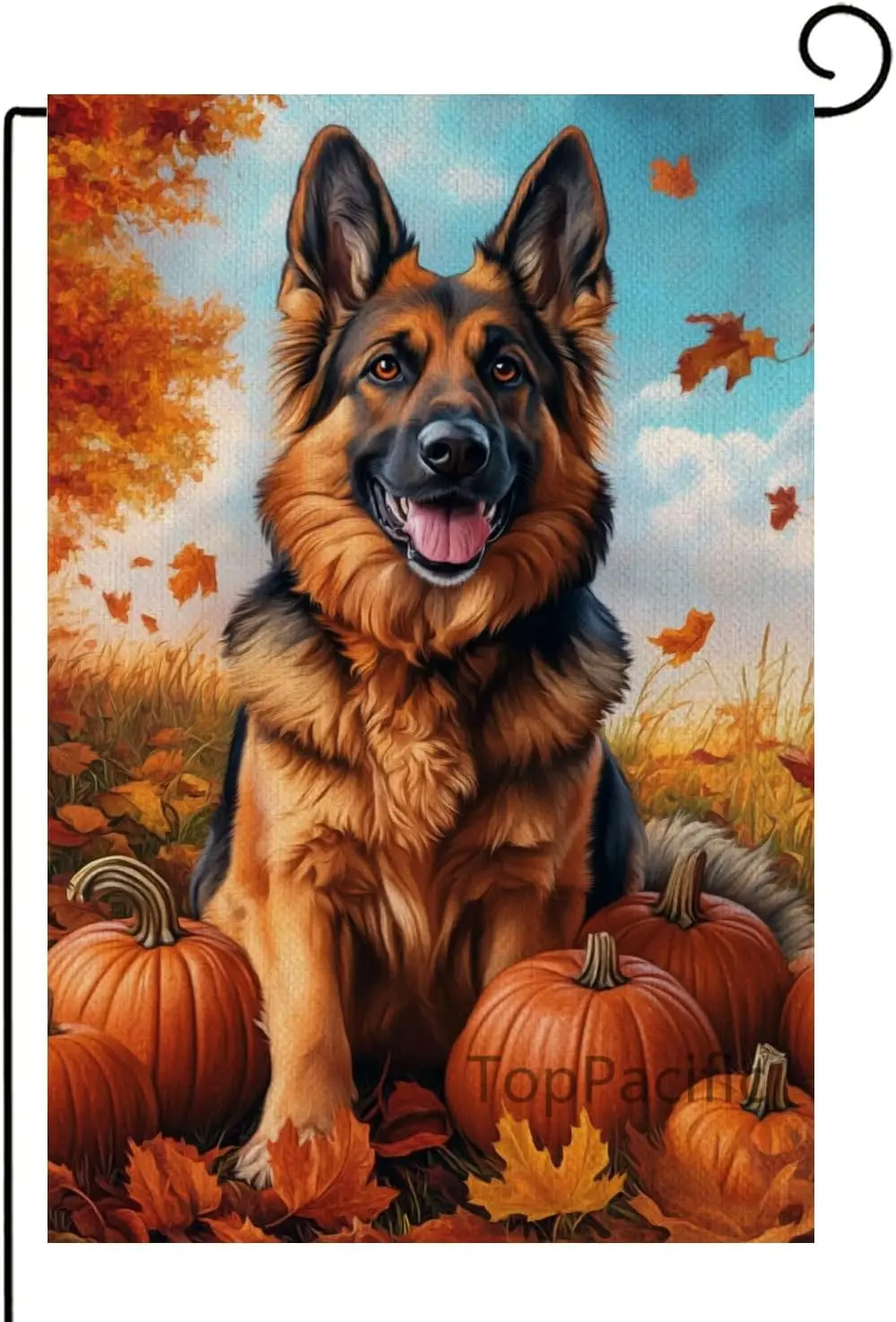 Fall German Shepherd Garden Flag, Thanksgiving Pumpkin Garden Flag, Yard Home Decor Maple Leave Flag, 12x18 Inch Double Side KZA