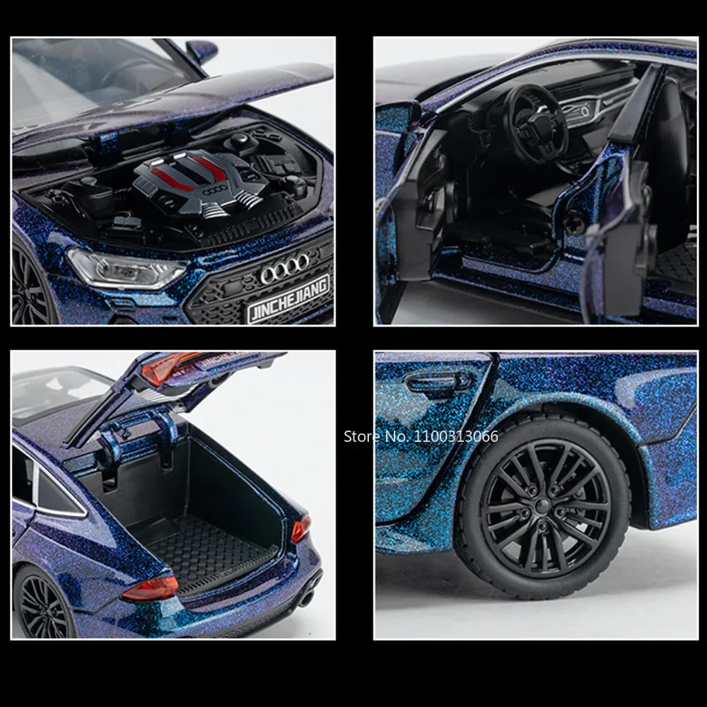 1:32 Audi RS7 Toy Car Miniature Models Alloy Wheel Pull Back Vehicles with Light Music Collection Toys for Decoration Boys Gifts