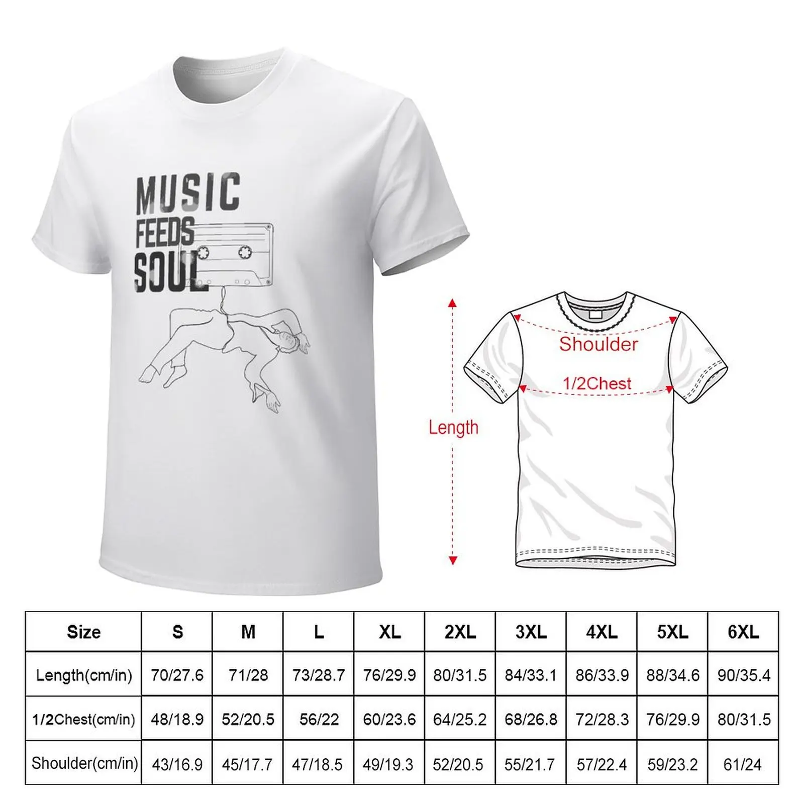 music feeds soul for music lovers music quote T-shirt blacks anime clothes Short sleeve tee men