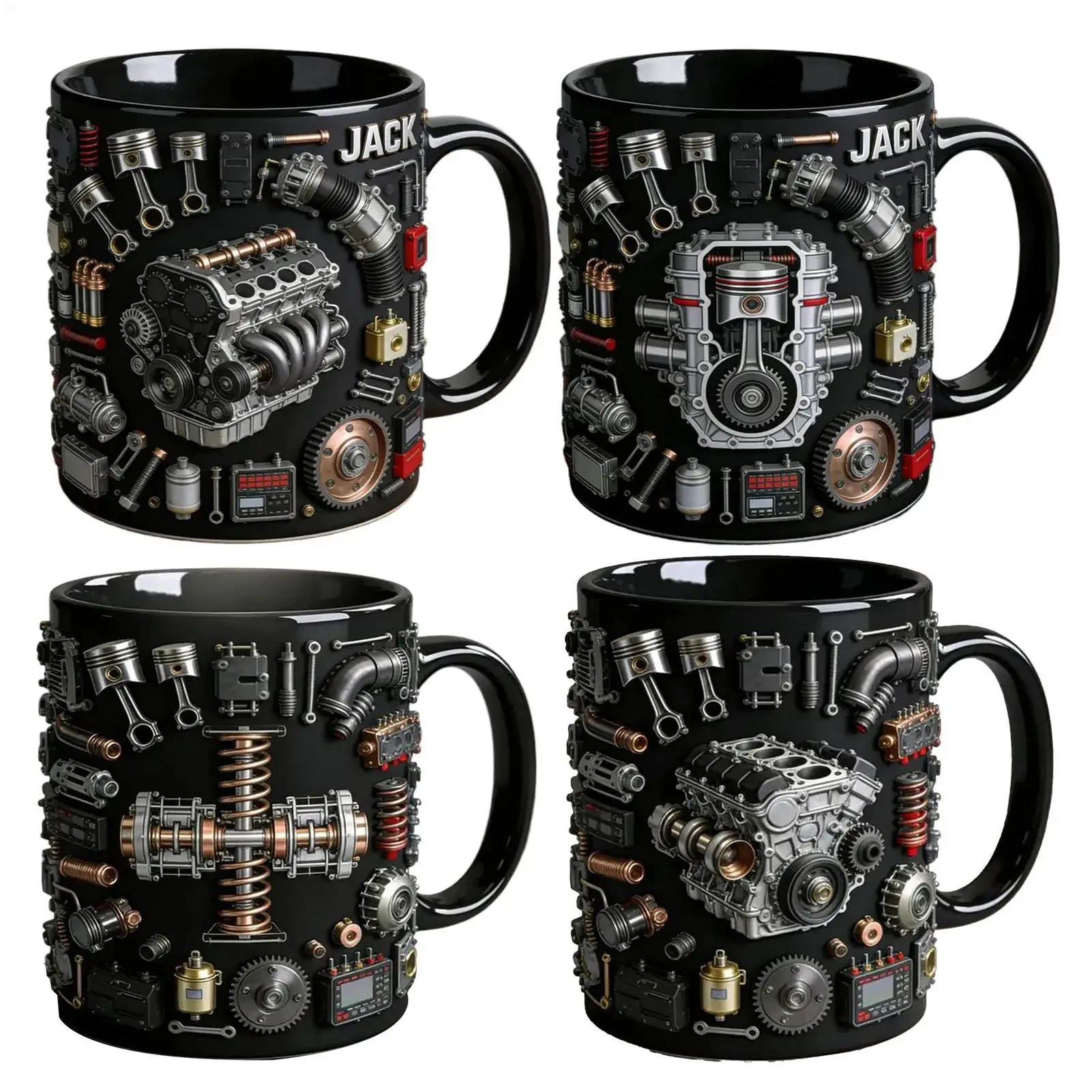 Ceramic Coffee Mugs Vintage Mechanical Cup Ceramic Engine Coffee Cups with Anti-slip Handle for Office Home Boys Men Boyfriend