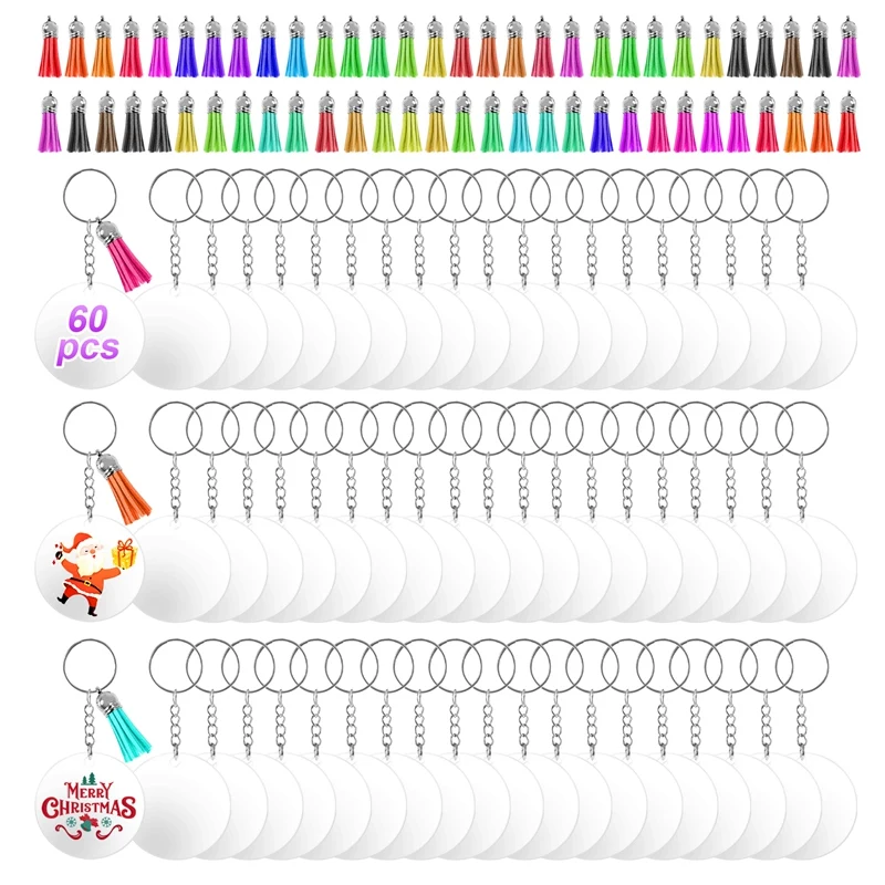 

350 шт. акриловые прозрачные заготовки для ключей для винила с заготовками, кисточками, прыжками, кольцами для ключей для поделок своими руками