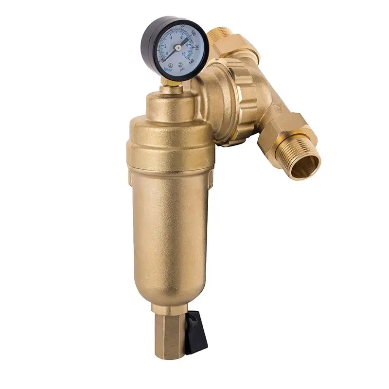 ABVI-360 Degree Universal Rotating Valve Filter Whole House Central Filter Reusable Sediment Water Filter Nickel-Plated,C
