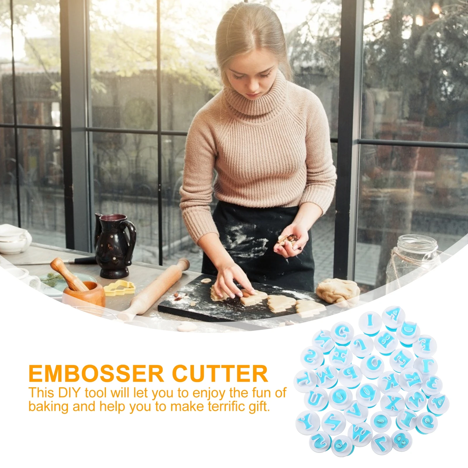 

Large Alphabet Cake Mold Fondant Number Embosser Cutter Blue Pp Letter Cutters Cookie Stamp Impress Spring Loaded Baking Tools