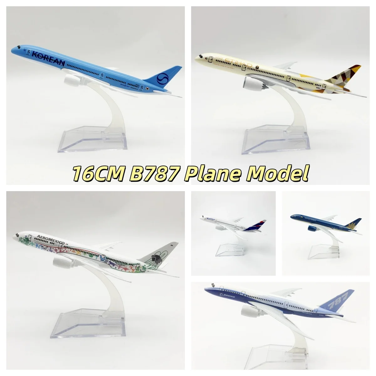 

16cm Diecast Plane Model B787 Series Metal 1/400 Scale Airplane Toy Replica Miniature Aviation Collectible Aircraft For Display