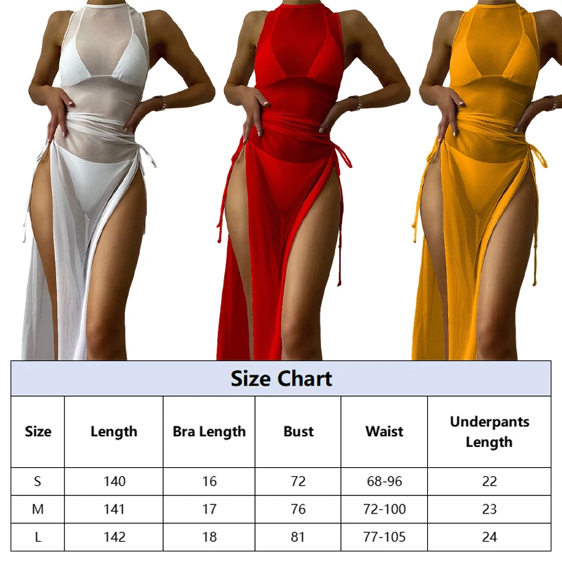 2024 Summer Women Sexy High Slit Side coulisse Knot Lace Up Mesh Cover Up Lingerie Dress Beach Bikini Wraps costumi da bagno Cover-Ups