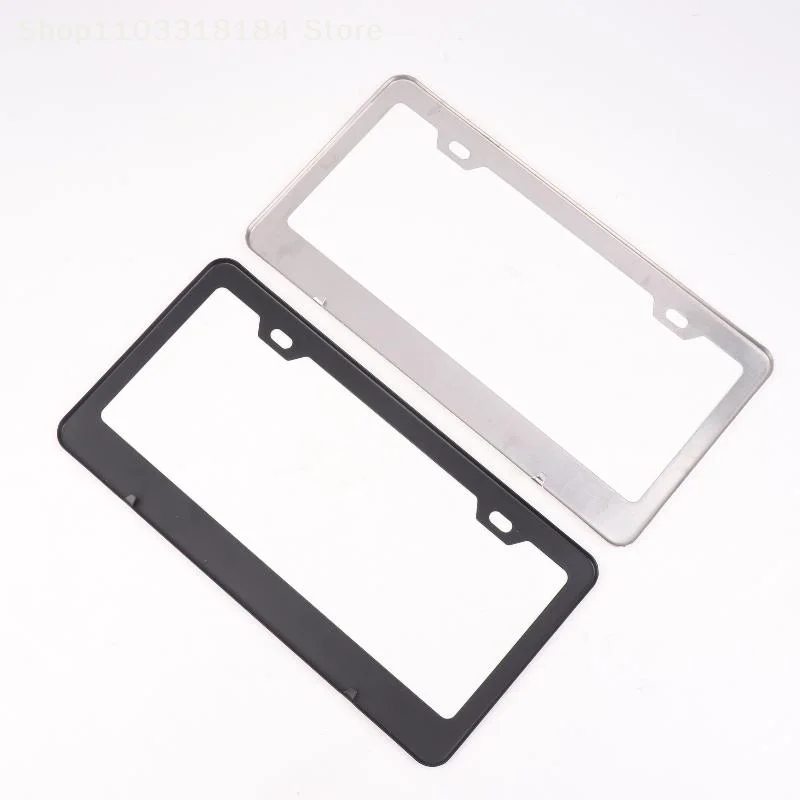 

Universal Stainless Steel License Plate Frame – Black Bracket For Front Or Rear, Compatible With American Auto Accessories