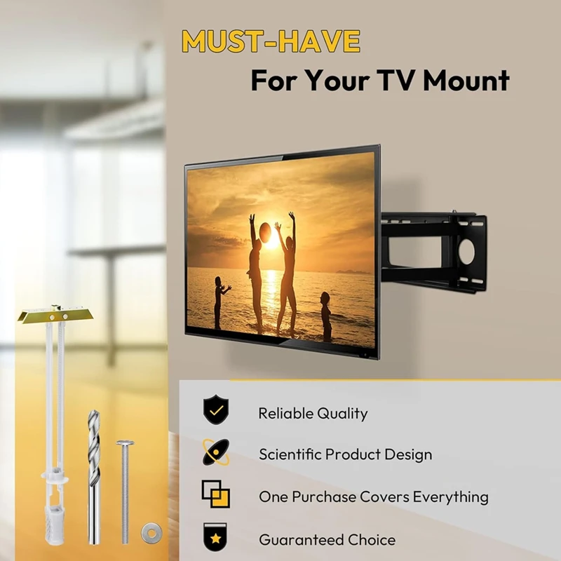 Smart-Steel Stud TV Mount Kit, Metal Stud TV Mount Kit For Tilt & Low Profile Tvs, Drywall Anchors For TV Mount Kit