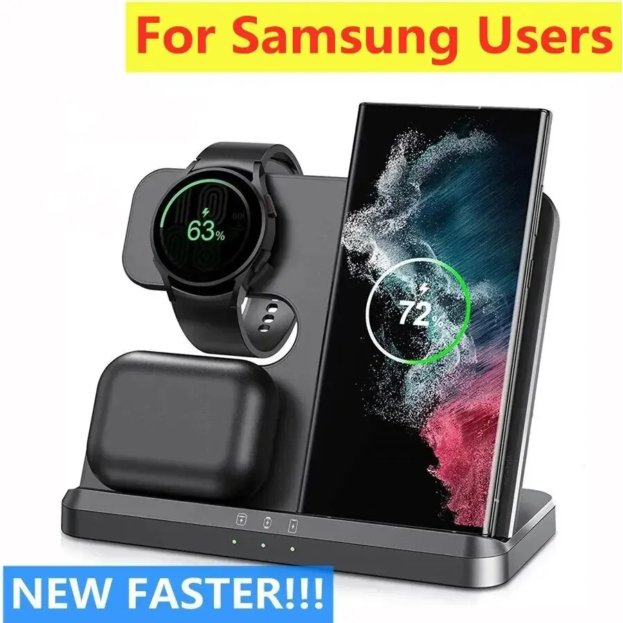 3 in 1 Fast Wireless Charger Stand For Samsung S22 S21 S20 Fold 4 Galaxy Watch 5 Pro 4 3 Active 2/1 Buds Charging Dock Station