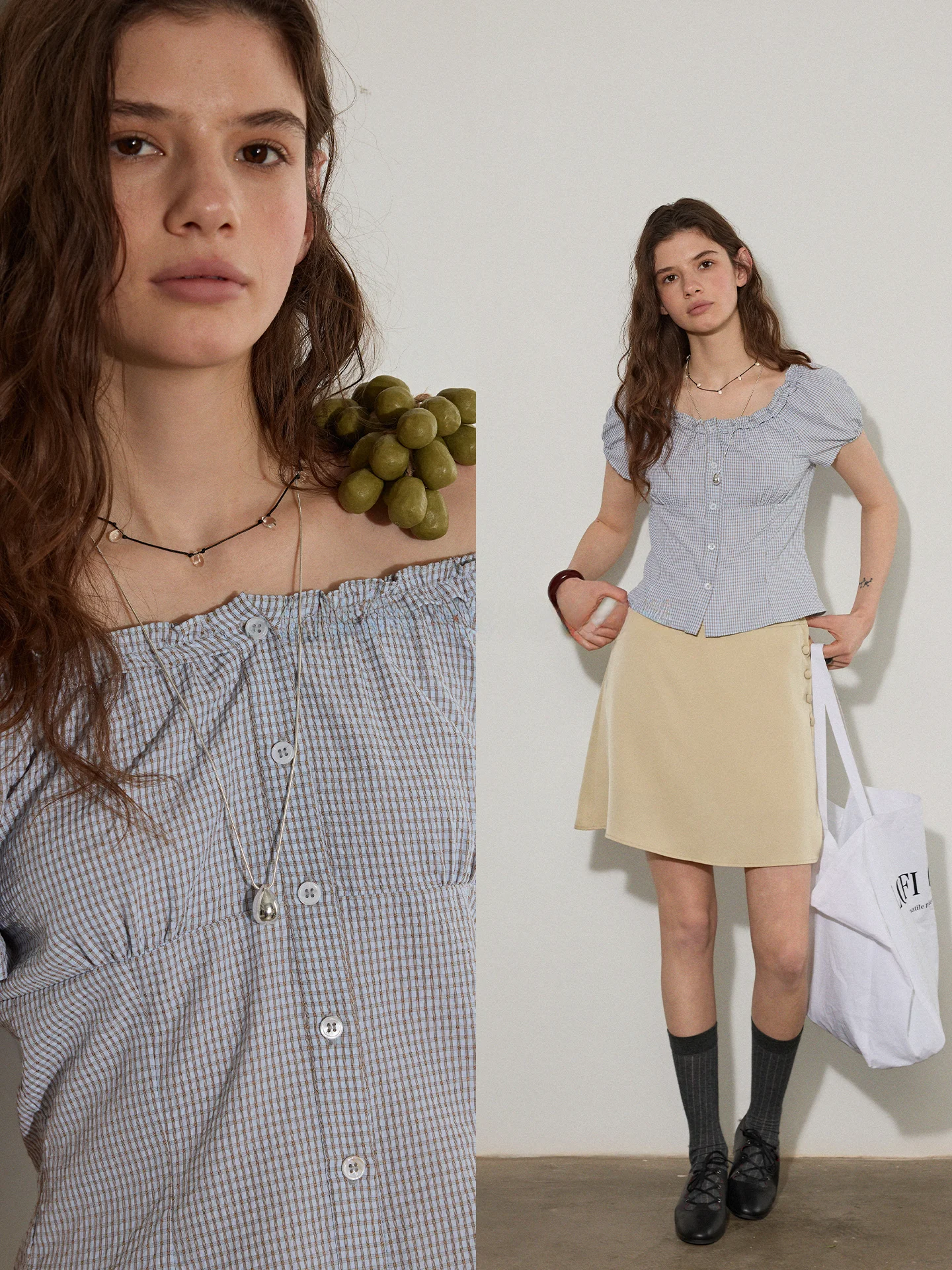 

Lofi Choose 7 Number 10 Point Double Wear Style Checks Pattern Short Sleeve Shirt Color Collision Wood Grain Commute Sty...