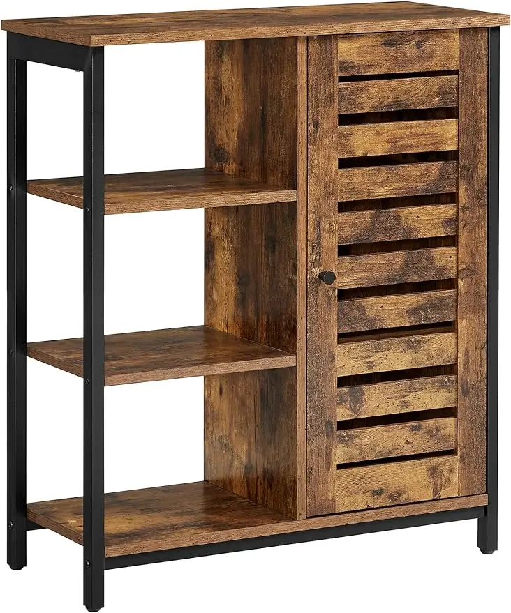 

LOWELL Storage Cabinet Cupboard Multipurpose Cabinet 3 Open Shelves and Closed Compartments for Kitchen Living Room