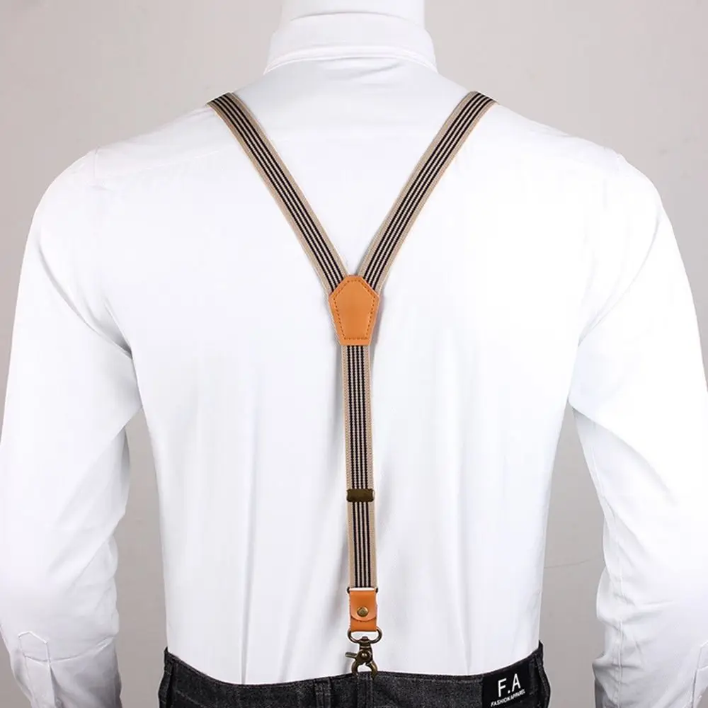 แฟชั่นสีทึบ 3 ตะขอสําหรับชายลายประสิทธิภาพ Tie Suspenders ปรับวงเล็บ Suspenders คลิปแขวนกางเกงคลิป