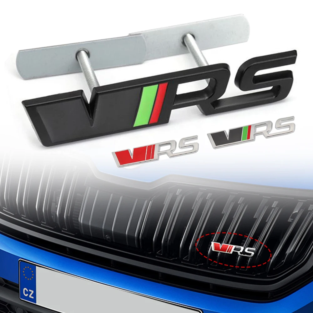 Car Sticker Rear Trunk Front Grill VRS Emblem Badge Logo For Skoda VRS Octavia 1 2 3 Rapid Kodiaq Karoq Fabia Kamiq Superb