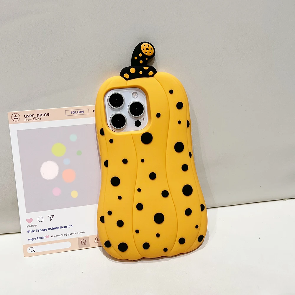 Für iPhone 13 14 15 Plus 16 Pro Max Kawaii Gemüse Polka Dots Kürbis Hülle Weiche Silikonhülle – Detail 2