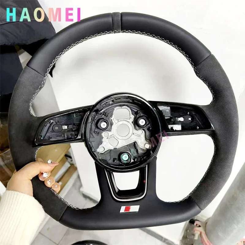 

The Flat-Bottom Sport Steering Wheel Is Made Of Genuine Leather With Perforated Grips Suitable For Audi A3 A4 A5 S3 S4 S5